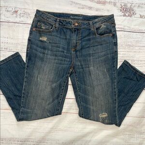 Blue Boyfriend Jeans with Distressed Details